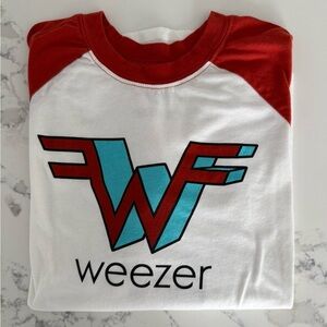 Weezer crew neck long sleeve ringer T size O